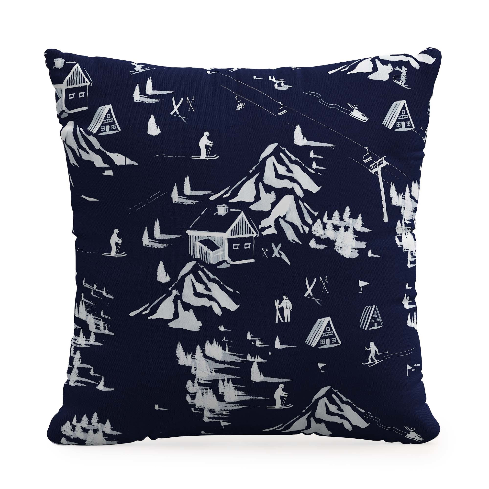 The Ski Toile Pillow, Navy