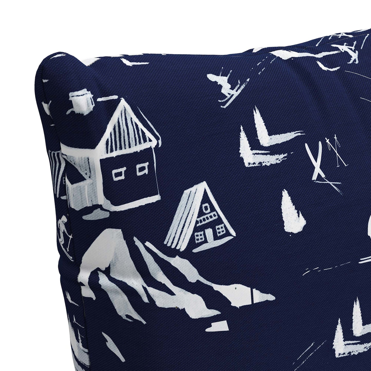 The Ski Toile Pillow, Navy