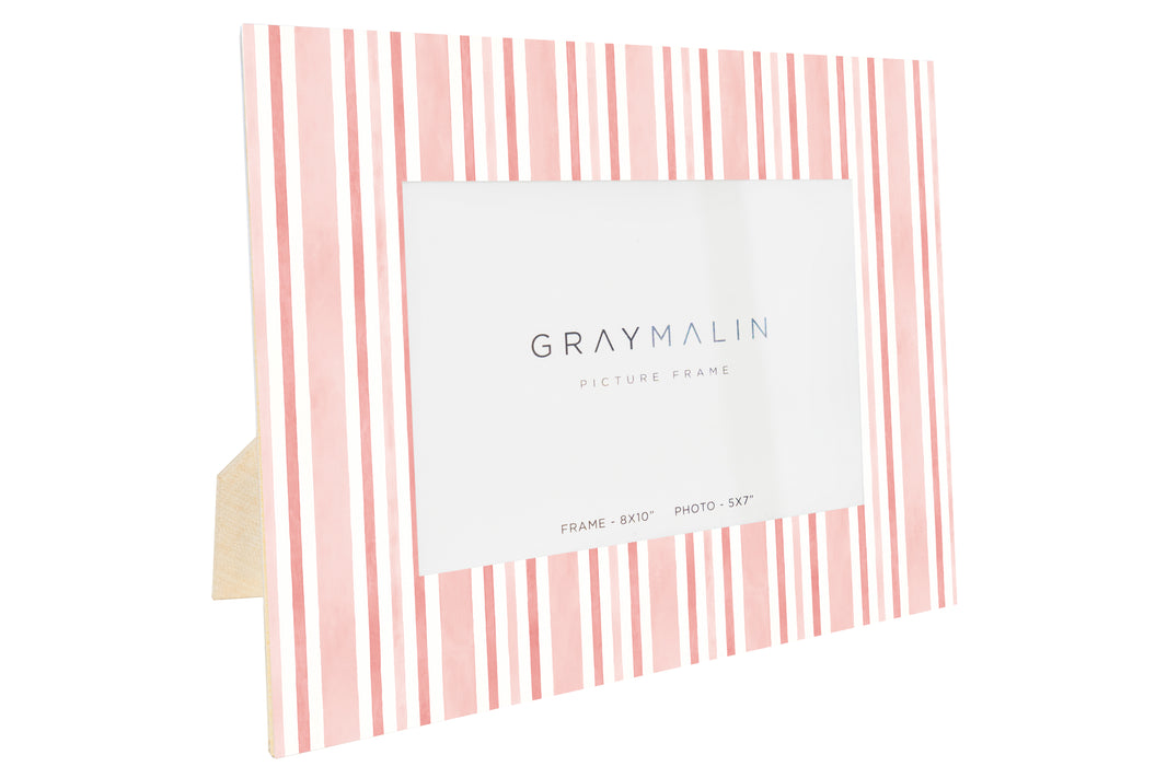 The Cabana Stripe Horizontal Picture Frame - Coral Pink by Gray Malin