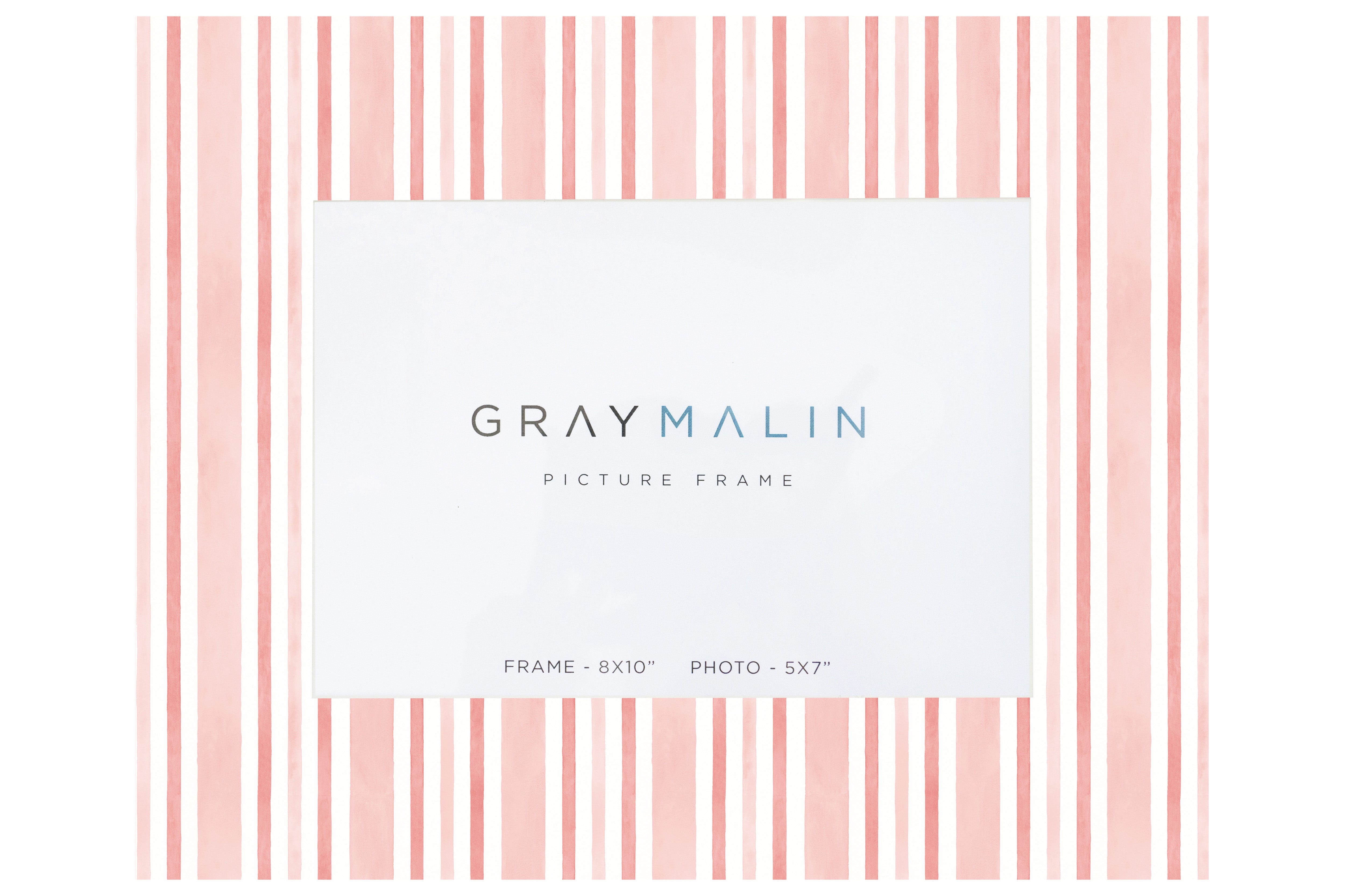 The Cabana Stripe Horizontal Picture Frame - Coral Pink