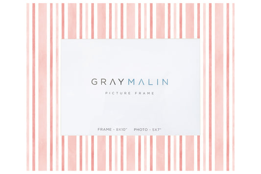 The Cabana Stripe Horizontal Picture Frame - Coral Pink