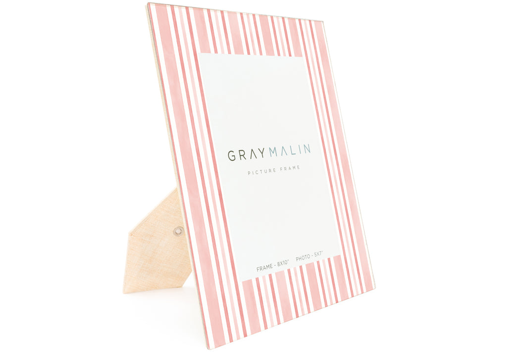 The Cabana Stripe Vertical Picture Frame - Coral Pink by Gray Malin