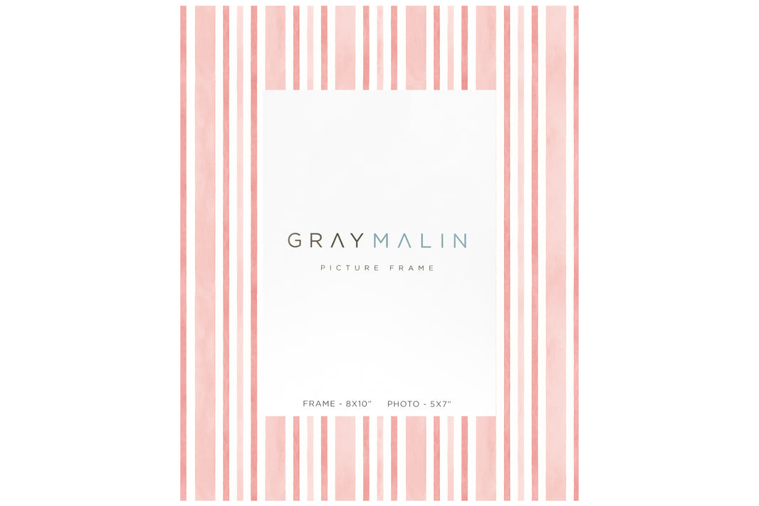 The Cabana Stripe Vertical Picture Frame - Coral Pink by Gray Malin