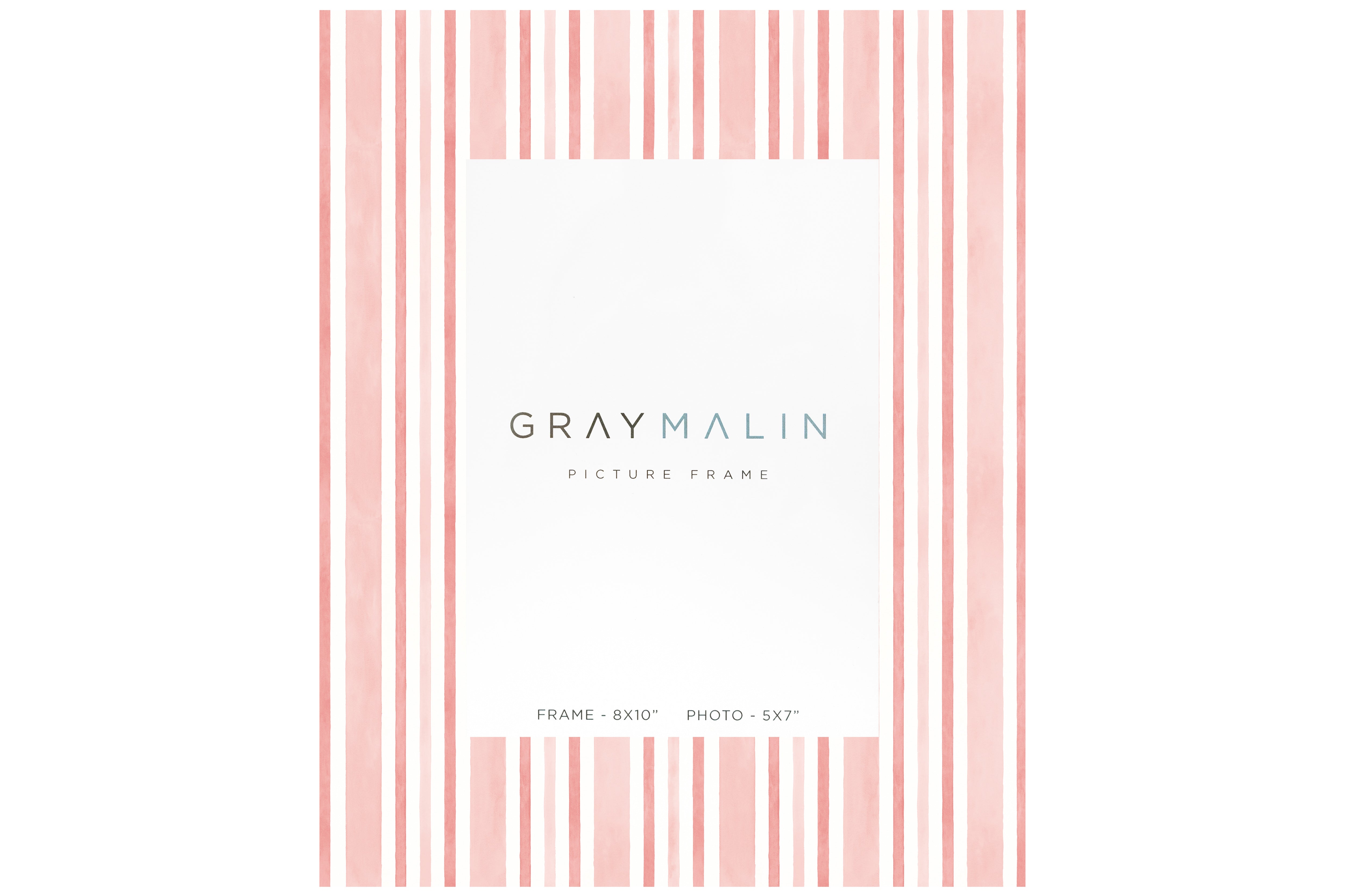 The Cabana Stripe Vertical Picture Frame - Coral Pink