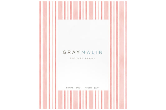 The Cabana Stripe Vertical Picture Frame - Coral Pink