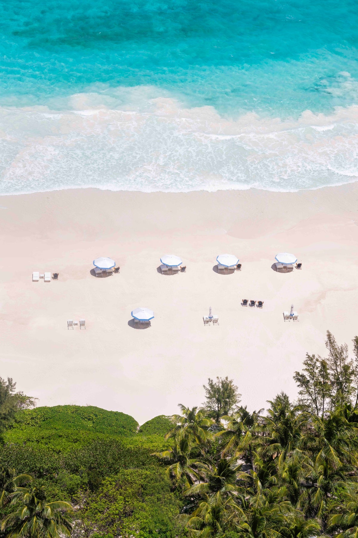Pink Sand Beach Umbrellas Vertical, Briland Club, Harbour Island, Bahamas
