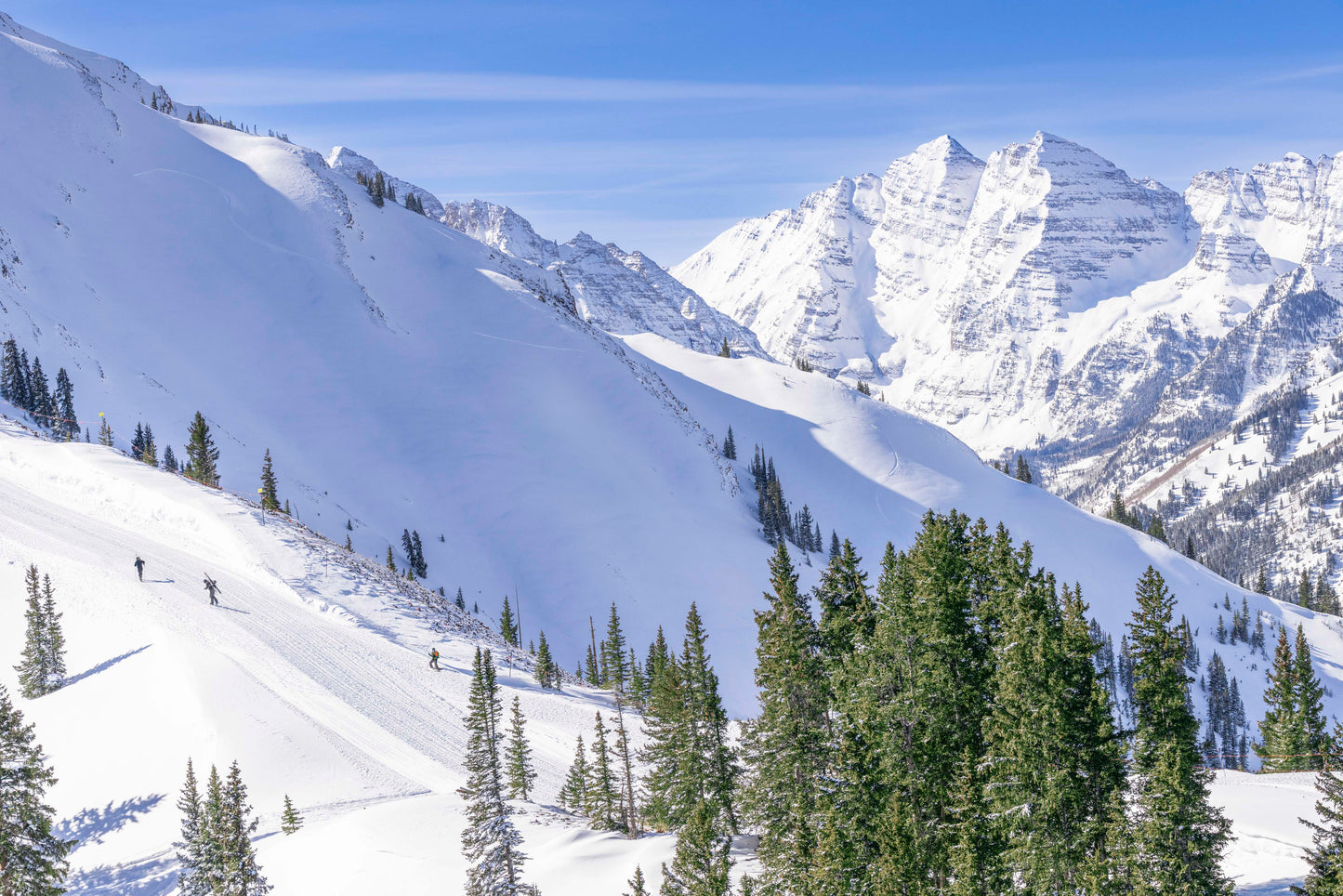 Skinning Past Maroon Bells, Aspen Highlands