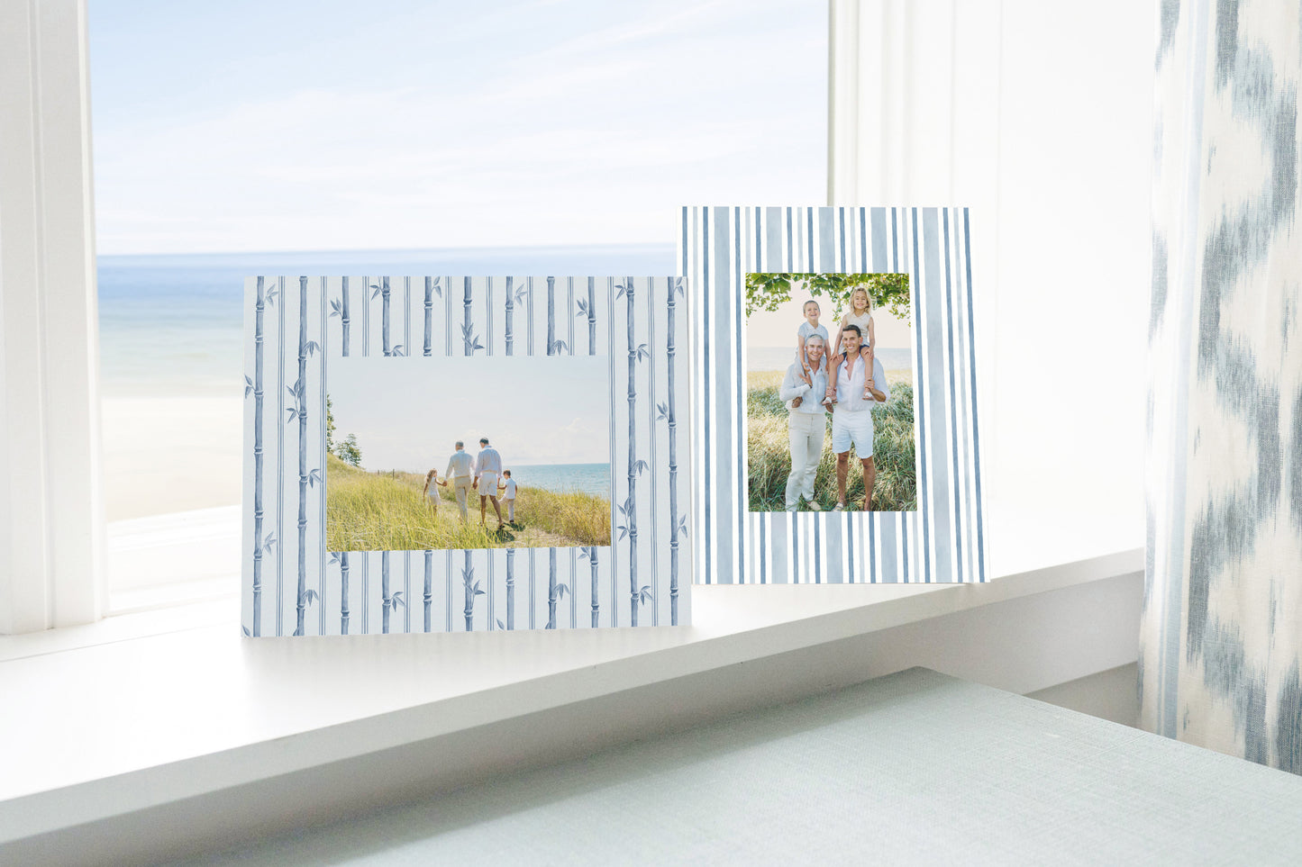 The Veranda Bamboo Horizontal Picture Frame - Indigo Blue