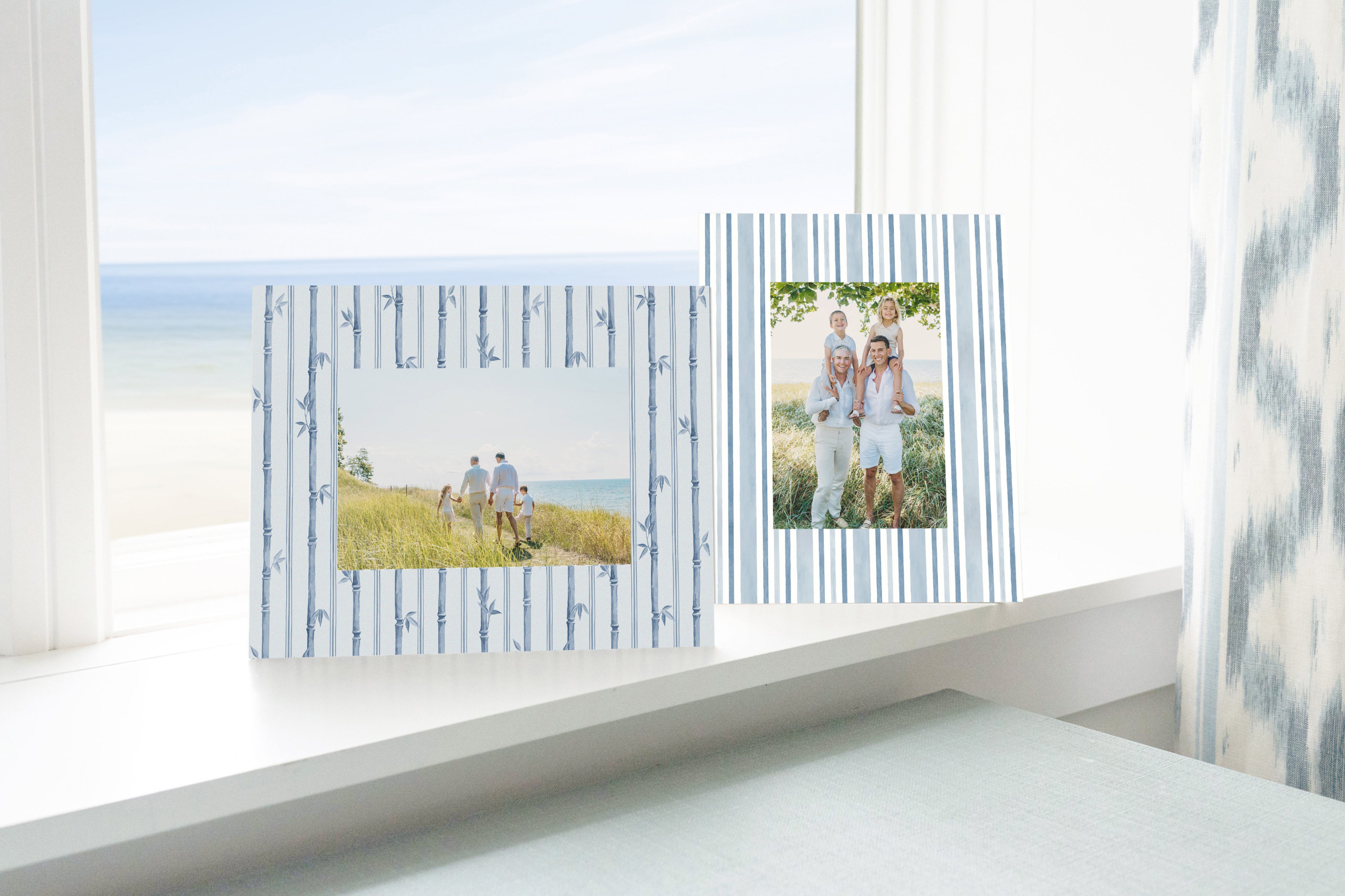 The Veranda Bamboo Horizontal Picture Frame - Indigo Blue