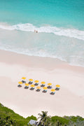 Yellow Umbrellas Vertical, Valentines Resort, Harbour Island, Bahamas