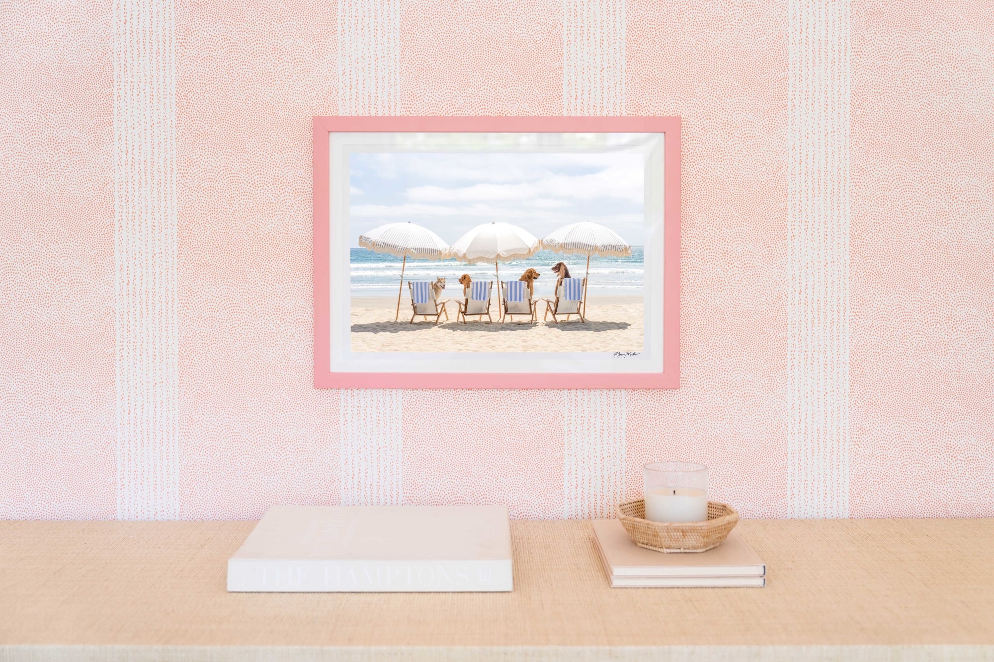 Beach Day Pups, San Diego, Pink Frame