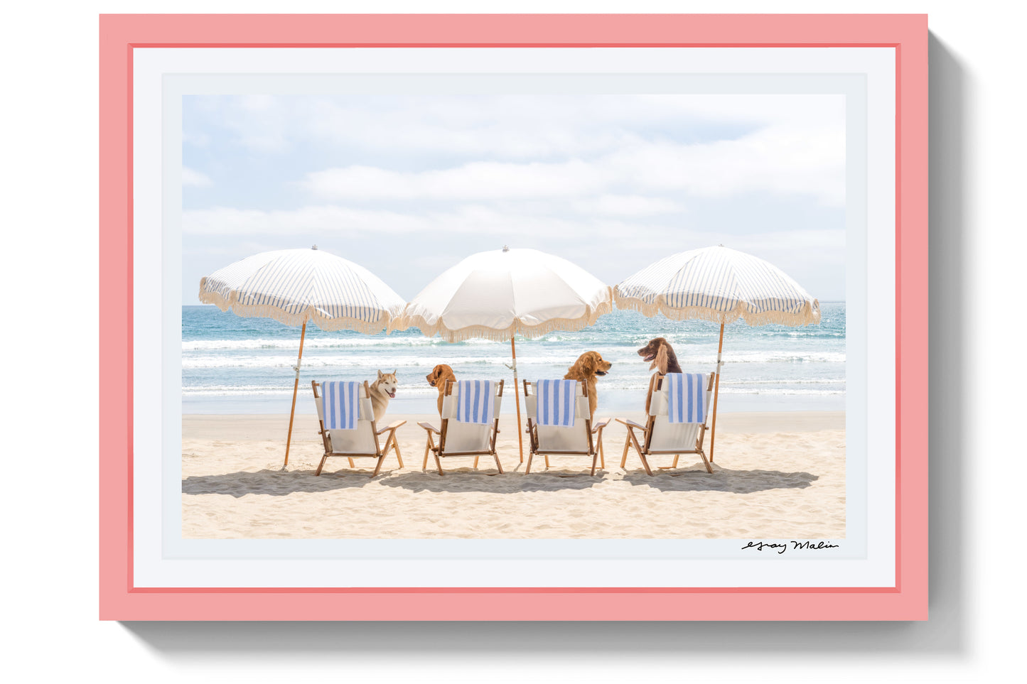 Beach Day Pups, San Diego, Pink Frame