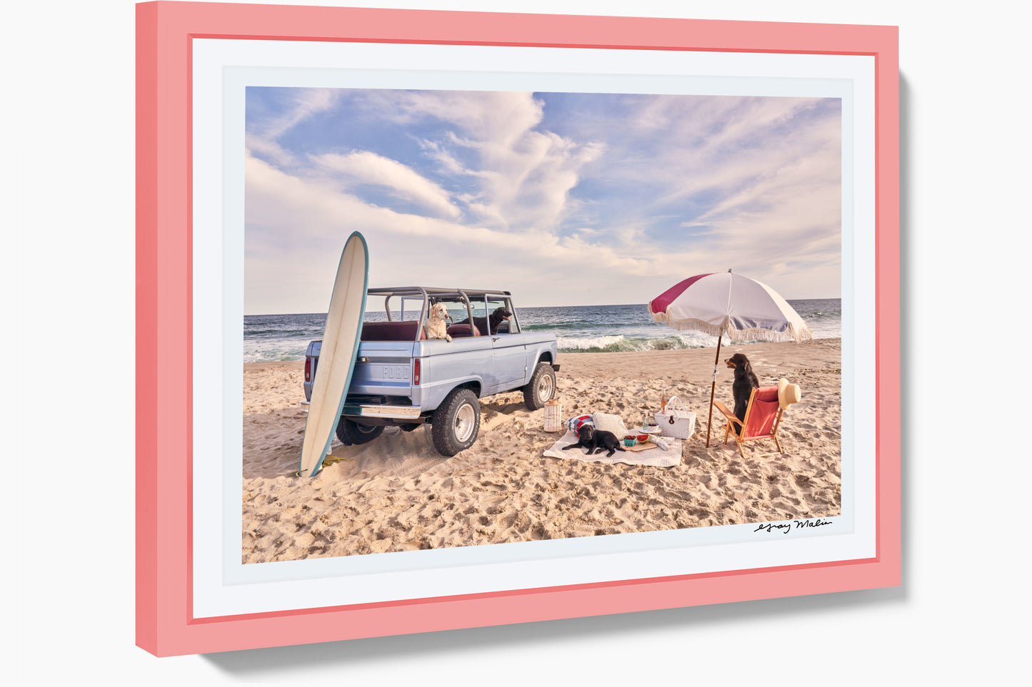 Beach Picnic, Nantucket, Pink Frame