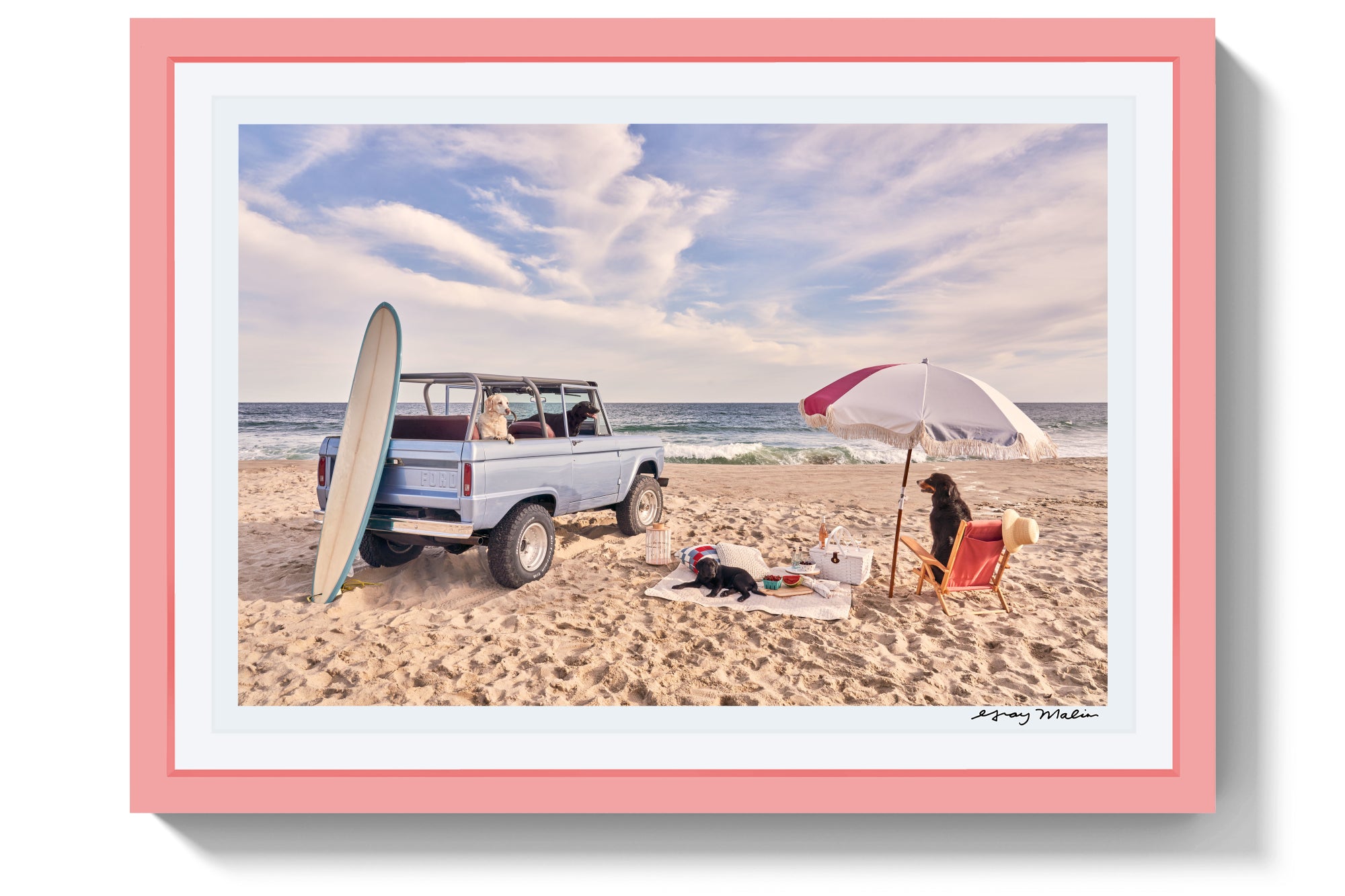 Beach Picnic, Nantucket, Pink Frame