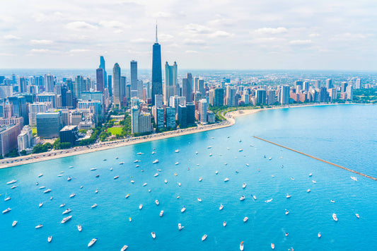 Product image for Boat Day, Chicago, Small White Frame, Final Sale