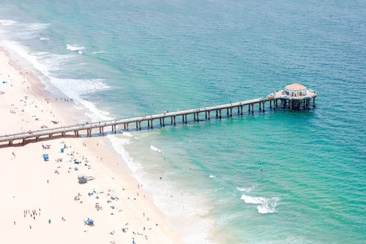 Product image for Manhattan Beach Pier, X-Large White Frame, Final Sale