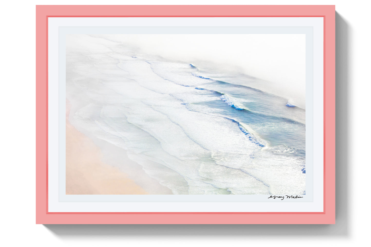 Ocean Beach Waves, San Francisco, Pink Frame