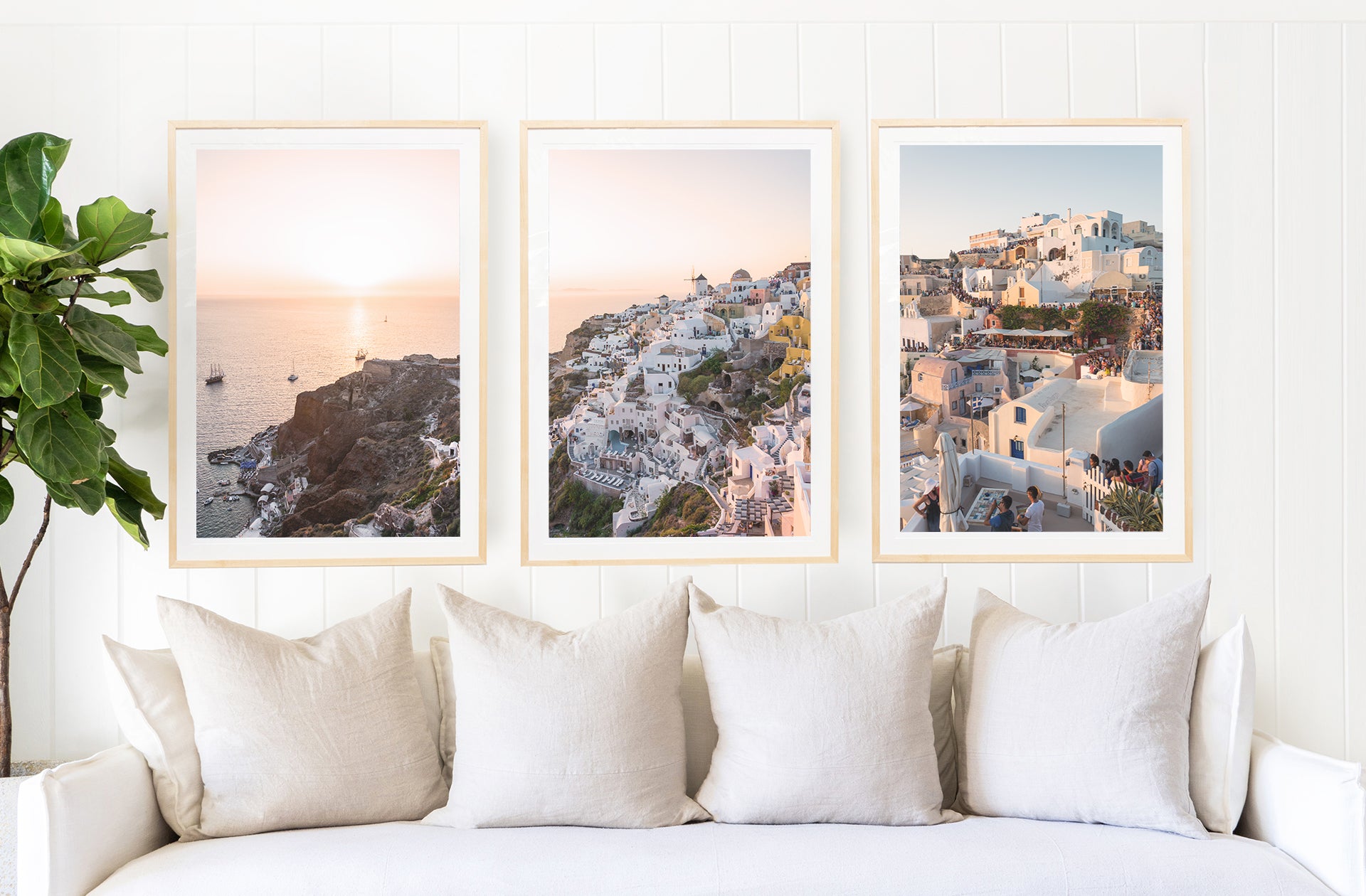 Oia Santorini Sunset Triptych, Greece