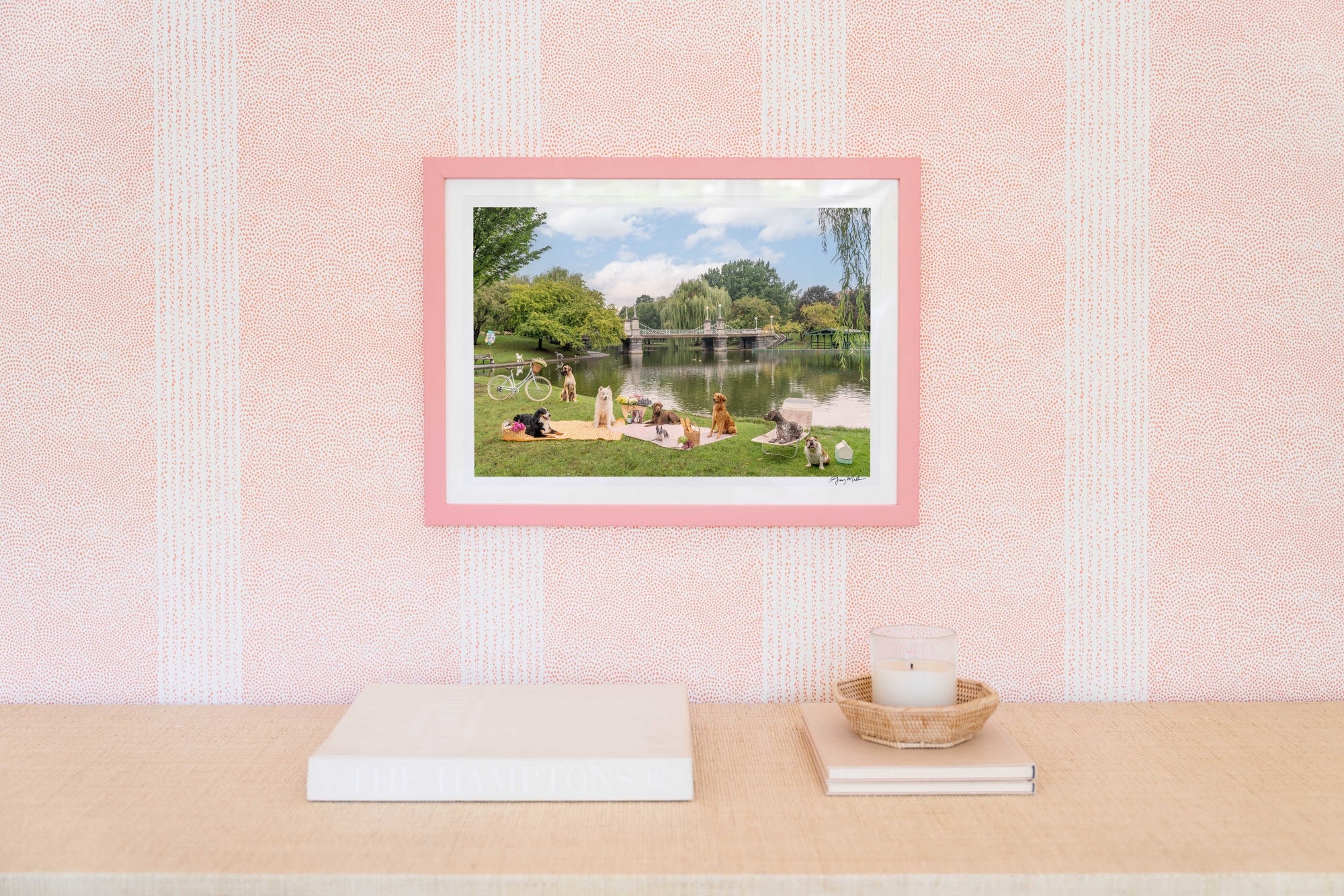 Picnic Party, Boston Public Garden, Pink Frame, Pink Frame