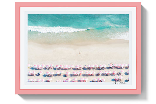 Product image for Pink and White Umbrellas, Cape May, New Jersey, Pink Frame