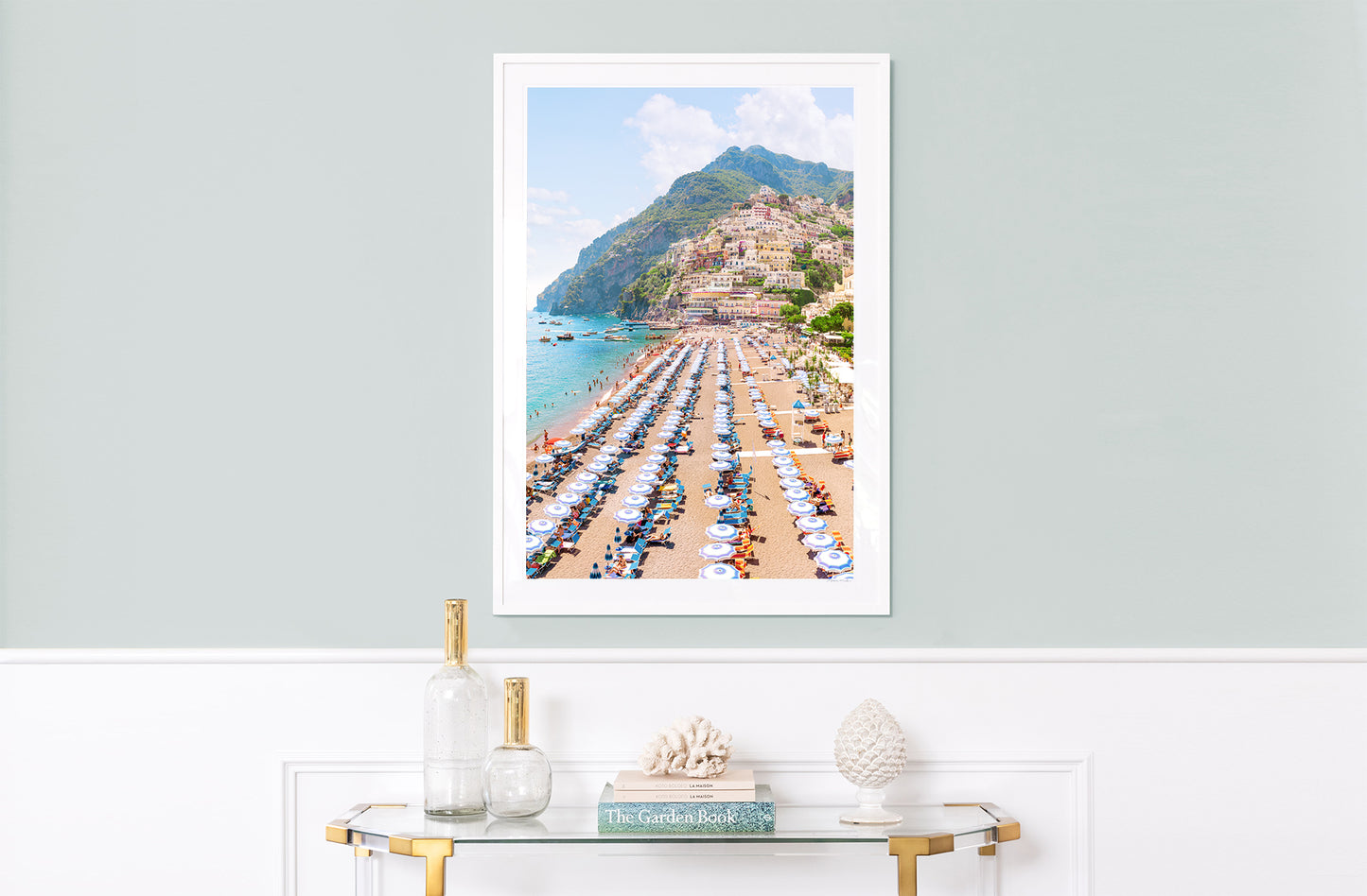 Positano Blue Umbrellas Vertical