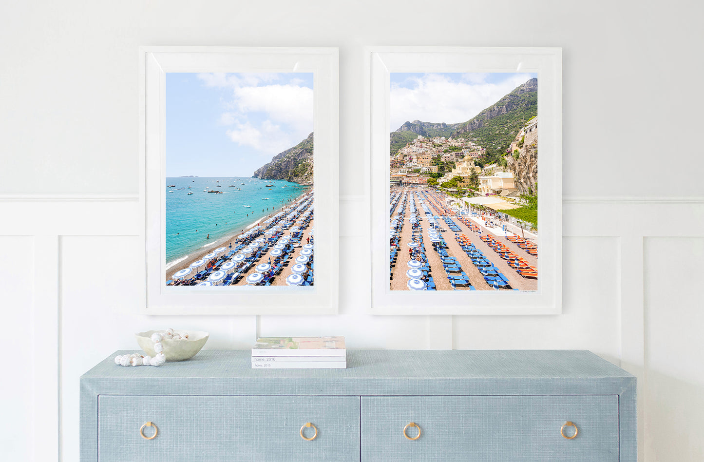 Positano Blue Umbrellas Diptych