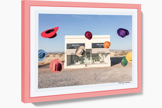 Product image for Rainbow Cowboy Hats I, Prada Marfa, Pink Frame