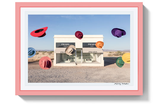 Product image for Rainbow Cowboy Hats I, Prada Marfa, Pink Frame