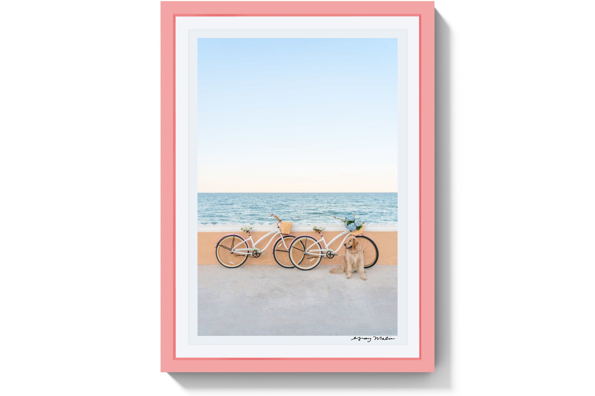 Sea Wall Sunset, Palm Beach, Pink Frame