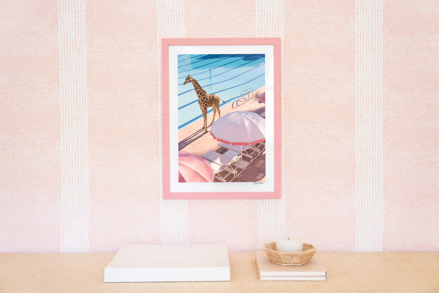 Spotted Poolside, Coral Casino, Pink Frame