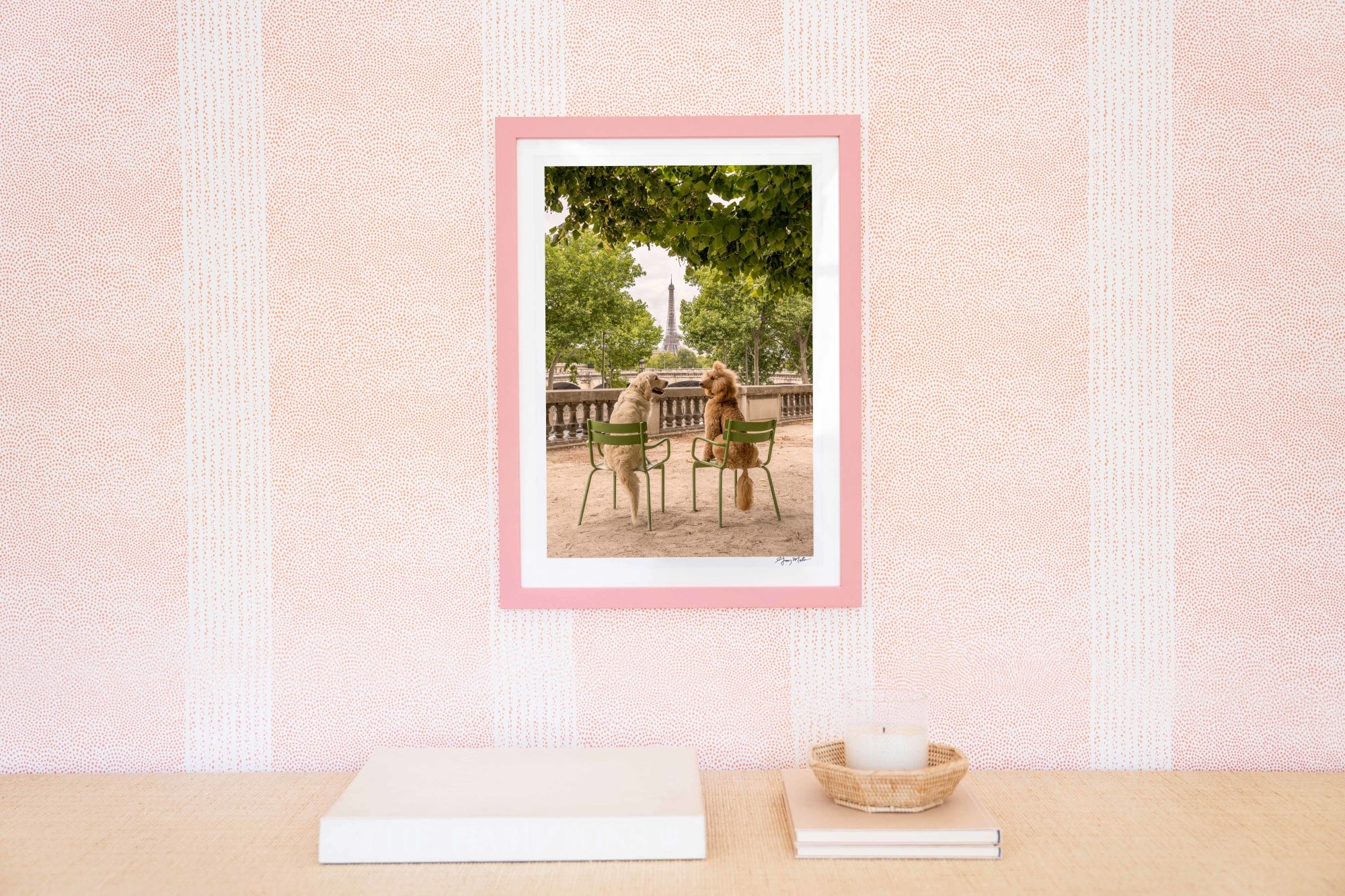 The Couple, Jardin de Tuileries, Paris, Pink Frame