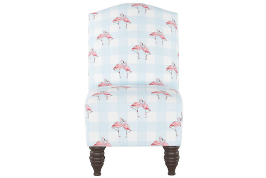 The Camel Back Chair, Flamingo Gingham Blue