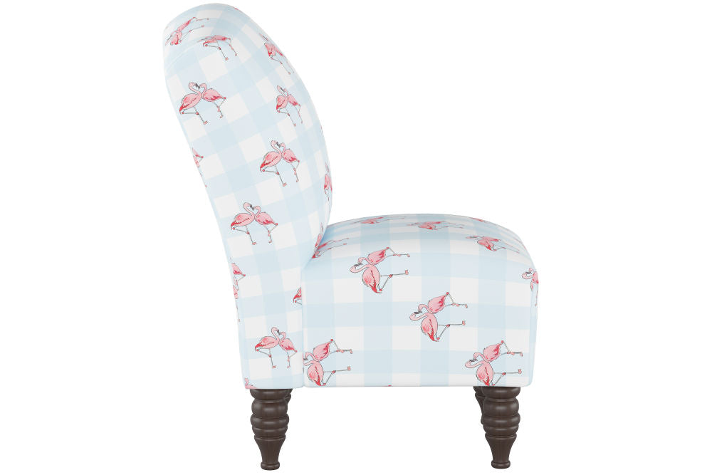 The Camel Back Chair, Flamingo Gingham Blue