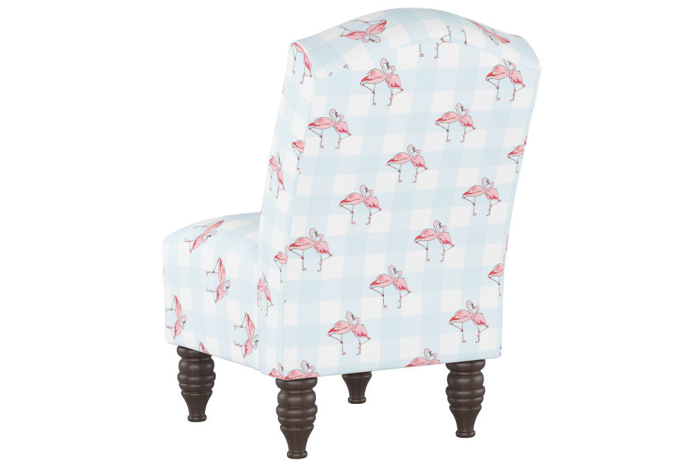 The Camel Back Chair, Flamingo Gingham Blue