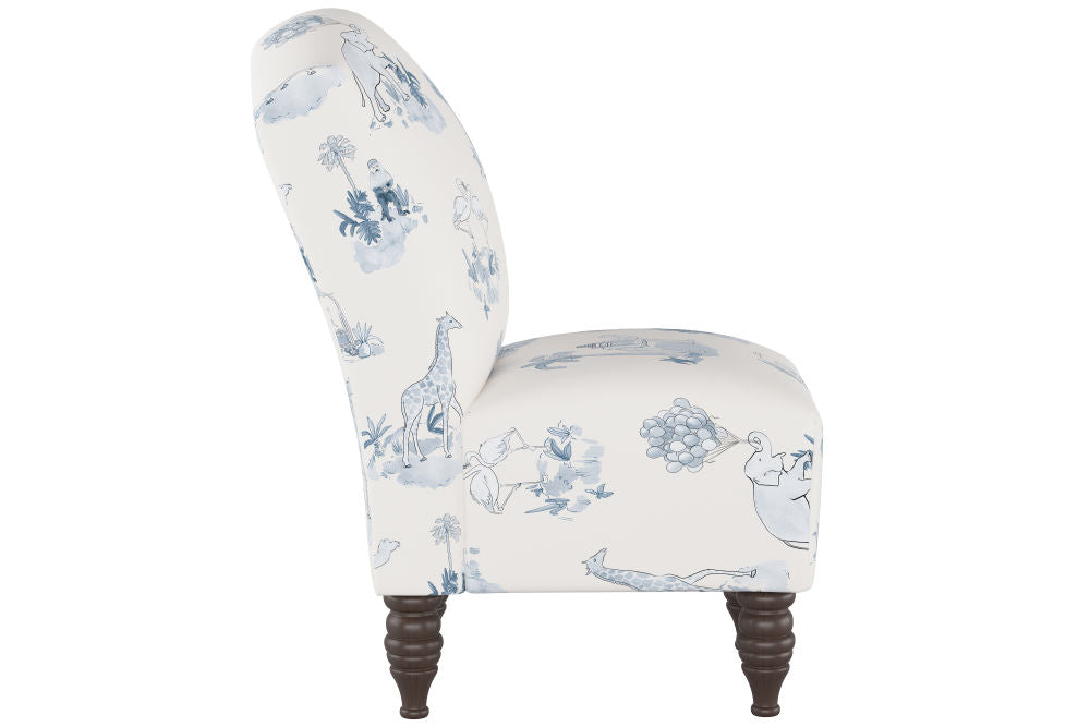 The Camel Back Chair, Toile Blue