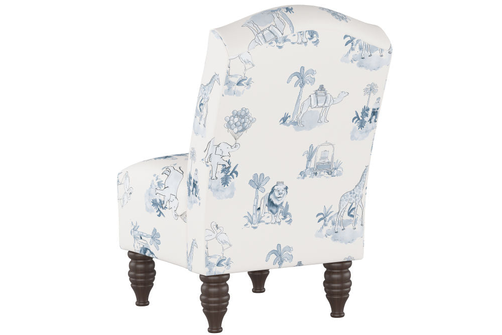 The Camel Back Chair, Toile Blue