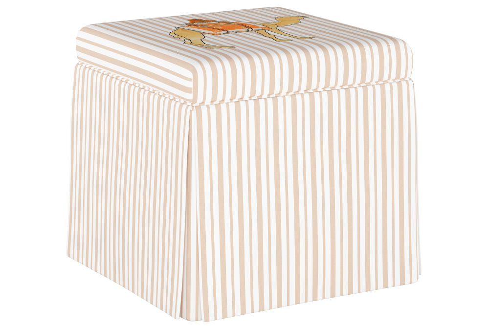 The Skirted Storage Ottoman, Camel Stripe Tan