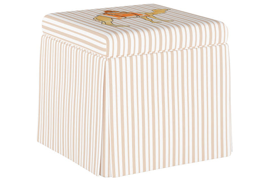 Product image for The Skirted Storage Ottoman, Camel Stripe Tan