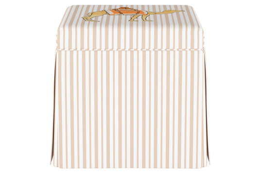 The Skirted Storage Ottoman, Camel Stripe Tan