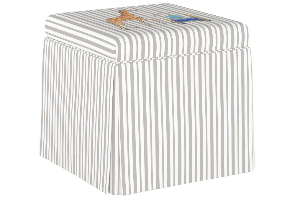 The Skirted Storage Ottoman, Giraffe Stripe Grey