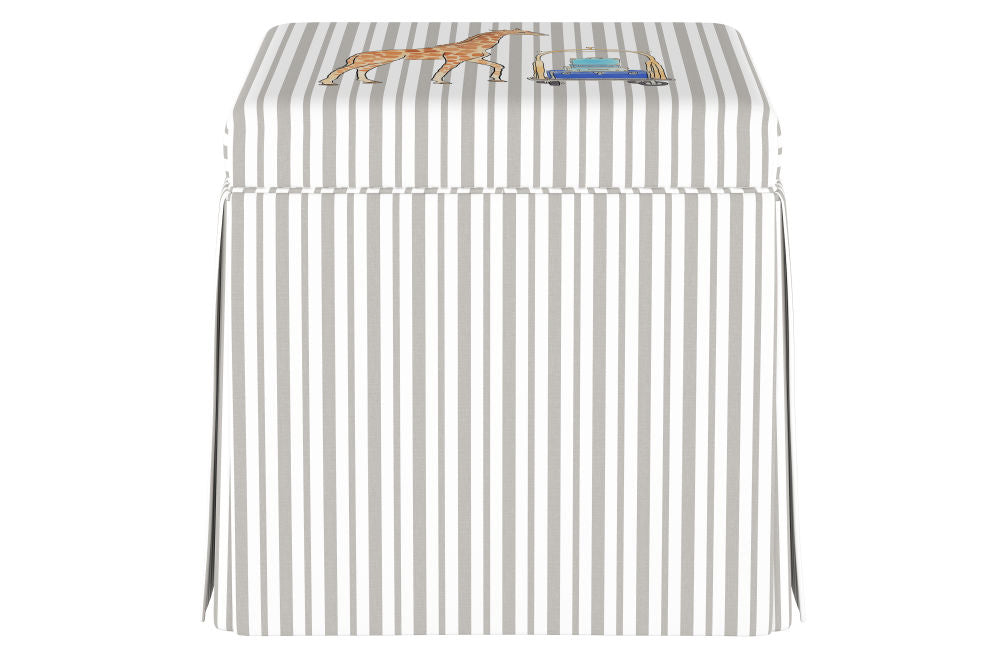 The Skirted Storage Ottoman, Giraffe Stripe Grey