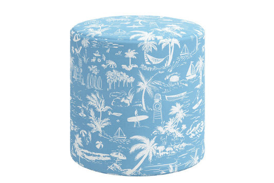 Product image for The Ottoman, Beach Toile Blue