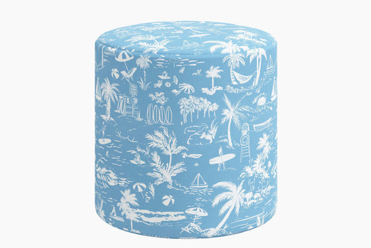 Product image for The Ottoman, Beach Toile Blue