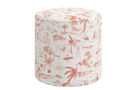 Product image for The Ottoman, Beach Toile Coral