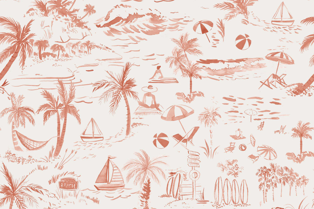 The Ottoman, Beach Toile Coral