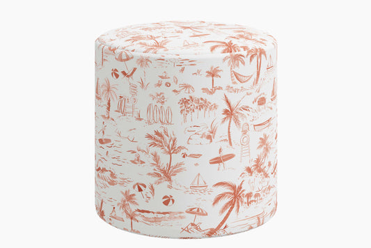 Product image for The Ottoman, Beach Toile Coral