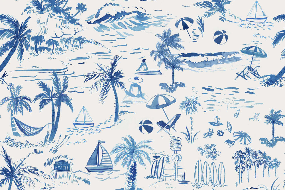 The Ottoman, Beach Toile Navy