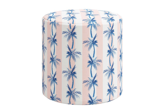 Product image for The Ottoman, Cabana Stripe Palms Coral