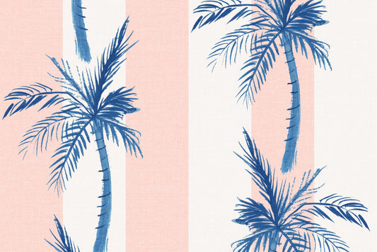 The Ottoman, Cabana Stripe Palms Coral