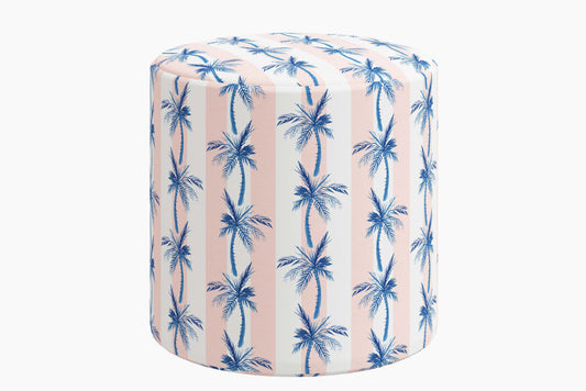 Product image for The Ottoman, Cabana Stripe Palms Coral